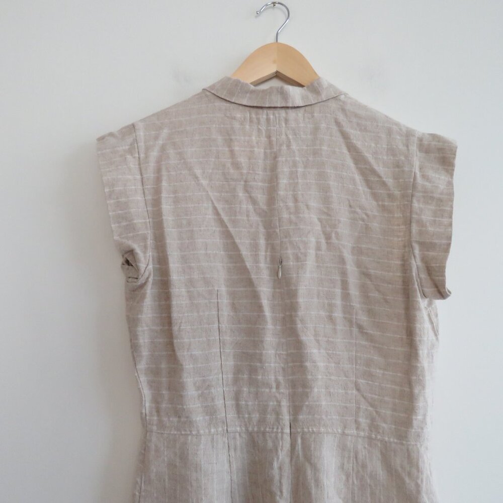 CHRISTY DAWN Phoebe Jumpsuit 100% Linen in Striped Tan Neutral - Size M - Picture 11 of 15
